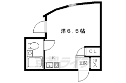 シャトレ花園 4階ワンルームの間取り
