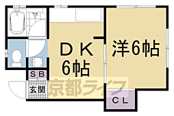 阪急京都本線 西院駅 徒歩5分の賃貸マンション 1階1DKの間取り