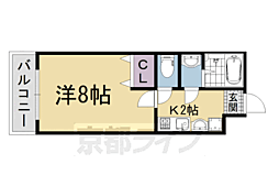 阪急京都本線 西院駅 徒歩18分の賃貸マンション 3階1Kの間取り