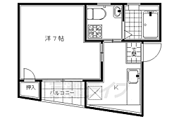 JR東海道・山陽本線 京都駅 徒歩10分の賃貸マンション 2階1Kの間取り
