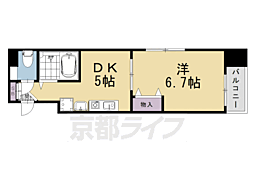 京都市営烏丸線 四条駅 徒歩5分の賃貸マンション 6階1DKの間取り