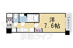 京都市営烏丸線 五条駅 徒歩8分の賃貸マンション 4階1Kの間取り