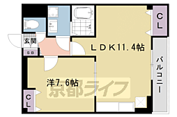 阪急京都本線 西院駅 徒歩3分の賃貸マンション 3階1LDKの間取り