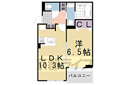 カーサアリビオ 1階1LDKの間取り