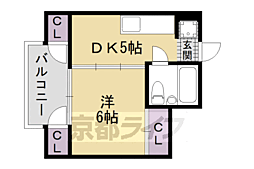 京都市営烏丸線 四条駅 徒歩7分の賃貸マンション 4階1DKの間取り
