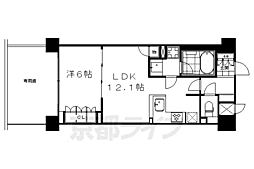 京都市営烏丸線 四条駅 徒歩3分の賃貸マンション 1階1LDKの間取り