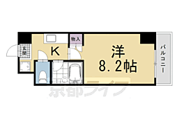 京都市営烏丸線 四条駅 徒歩9分の賃貸マンション 4階1Kの間取り