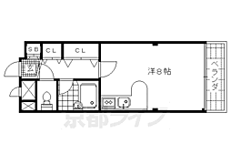 ランブラス西院 2階ワンルームの間取り
