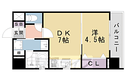 JR東海道・山陽本線 西大路駅 徒歩14分の賃貸マンション 2階1DKの間取り