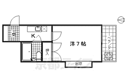 京阪本線 清水五条駅 徒歩7分の賃貸マンション 2階1Kの間取り
