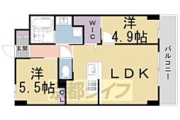 ベルビュー西陣 5階2LDKの間取り