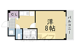 ブランベージュ桂 2階1Kの間取り