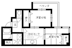 JR東海道・山陽本線 西大路駅 徒歩7分の賃貸マンション 3階2DKの間取り