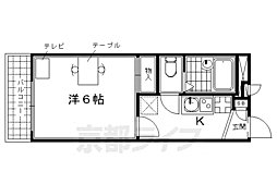 JR山陰本線 梅小路京都西駅 徒歩7分の賃貸アパート 2階1Kの間取り