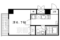 京都市営烏丸線 五条駅 徒歩5分の賃貸マンション 13階1Kの間取り