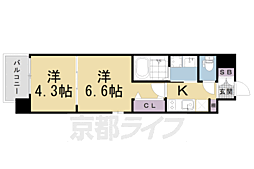 JR東海道・山陽本線 西大路駅 徒歩9分の賃貸マンション 2階2Kの間取り