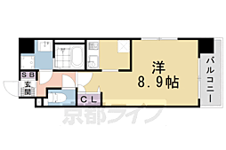 近鉄京都線 東寺駅 徒歩9分の賃貸マンション 6階1Kの間取り