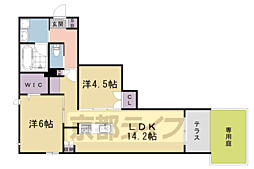 嵯峨広沢南下馬野町ヘーベルメゾン 1階2LDKの間取り
