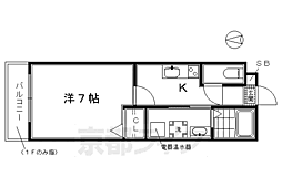 近鉄京都線 上鳥羽口駅 徒歩4分の賃貸マンション 1階1Kの間取り