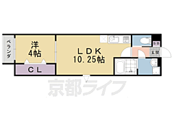レオス四条西院 1階1LDKの間取り
