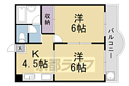 エスポワール雅 4階2DKの間取り