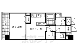 京都市営烏丸線 五条駅 徒歩3分の賃貸マンション 5階1DKの間取り