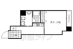 京都地下鉄東西線 京都市役所前駅 徒歩3分の賃貸マンション 3階1Kの間取り