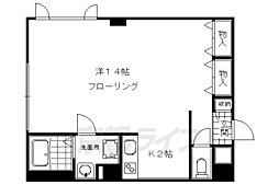 京都市営烏丸線 烏丸御池駅 徒歩2分の賃貸マンション 8階1Kの間取り