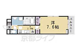 オーサム ヴィレッジ 京都桂 1Kの間取図画像