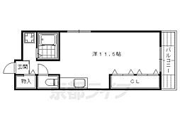 京都市営烏丸線 烏丸御池駅 徒歩6分の賃貸マンション 5階ワンルームの間取り