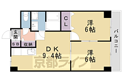 JR東海道・山陽本線 西大路駅 徒歩9分の賃貸マンション 5階2LDKの間取り