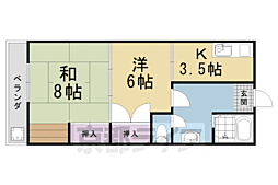 洛西マンションＮＯ．2 5階2Kの間取り