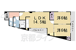 リーブル一ノ井 2LDKの間取図画像