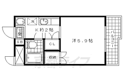 サンガーデン・山科 1Kの間取図画像