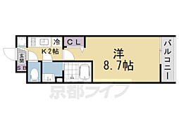 京都市山科区御陵天徳町マンション 1Kの間取図画像