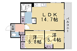 インサイトルポ山科新十条 2LDKの間取図画像