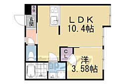 Portofino六地蔵 1LDKの間取図画像