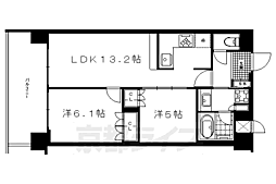 リーガル京都聖護院 2LDKの間取図画像