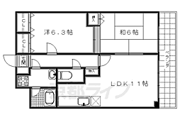 ケイズ・ヴィラ堀川 2LDKの間取図画像