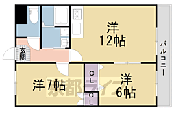 サニーヒル刀禰 2LDKの間取図画像