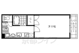 テイクツー松原 1Kの間取図画像