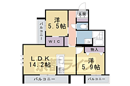 レラトア上賀茂 2LDKの間取図画像