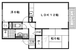 セジュール木津A 2LDKの間取図画像