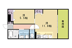 ボヌール桂 1LDKの間取図画像