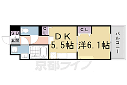 レジデンス西京極 1DKの間取図画像