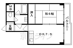 エンブレム城南宮 1DKの間取図画像