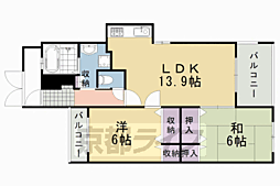 コンフィアンサ桂 2LDKの間取図画像