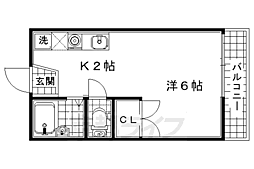 レオパレスあまの 1Kの間取図画像