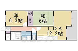 クラヴァス長岡京 2LDKの間取図画像