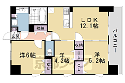 プレサンス京都西院 3LDKの間取図画像